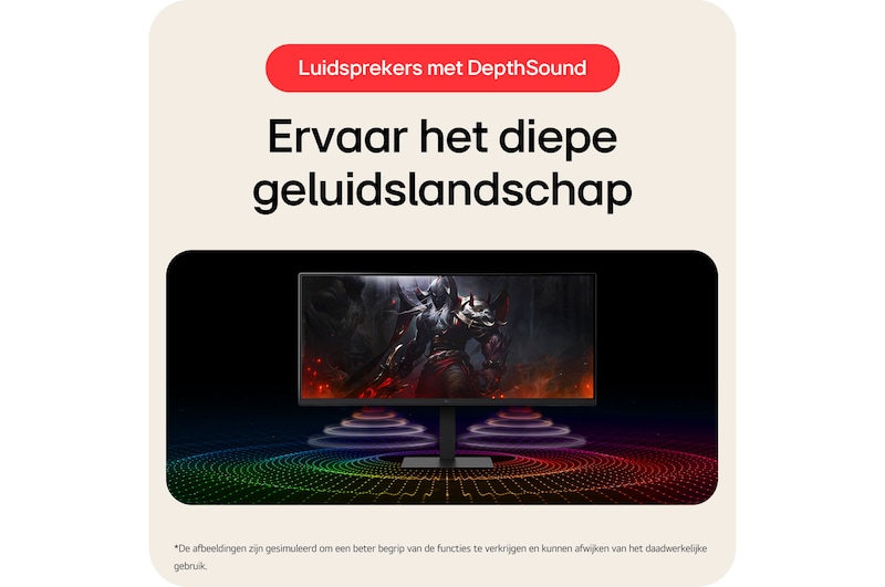 De LG UltraWide™ Monitor 34U650A levert een diep geluidslandschap via ingebouwde luidsprekers, geoptimaliseerd voor meeslepende gaming en entertainment.