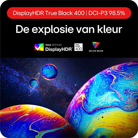 LG UltraGear Gaming Monitor 27GX704A, benadrukt de VESA DisplayHDR True Black 400 certificering en 98.5% DCI-P3 kleurdekking voor een explosie van kleur.