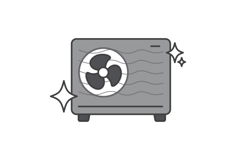 An icon showing a black exterior Monobloc with sparkles. It represents a modern exterior design.