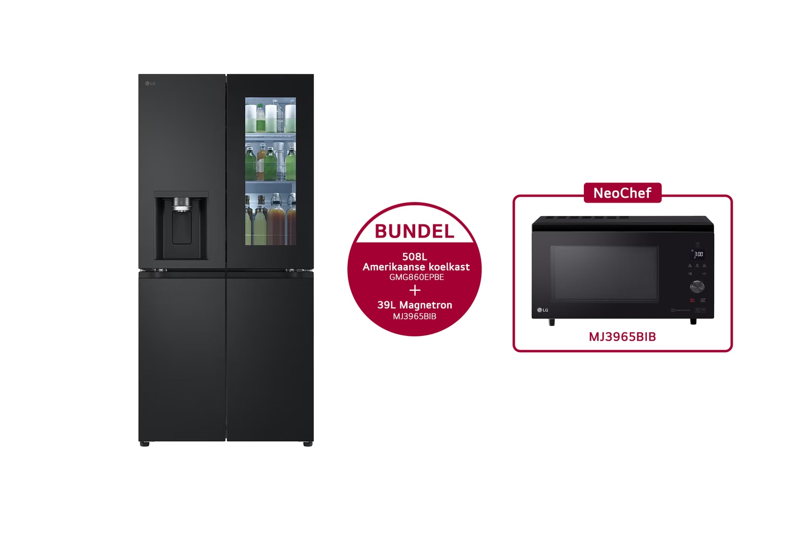 Voorkant van 508L Amerikaanse koelkast Zwart | InstaView™ | DoorCooling+™ | Uvnano™ - GMG860EPBE