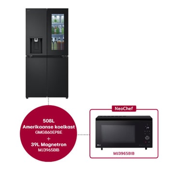 Voorkant van 508L Amerikaanse koelkast Zwart | InstaView™ | DoorCooling+™ | Uvnano™ - GMG860EPBE