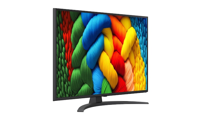Naar links gericht zijaanzicht van de LG NanoCell NANO80 TV.