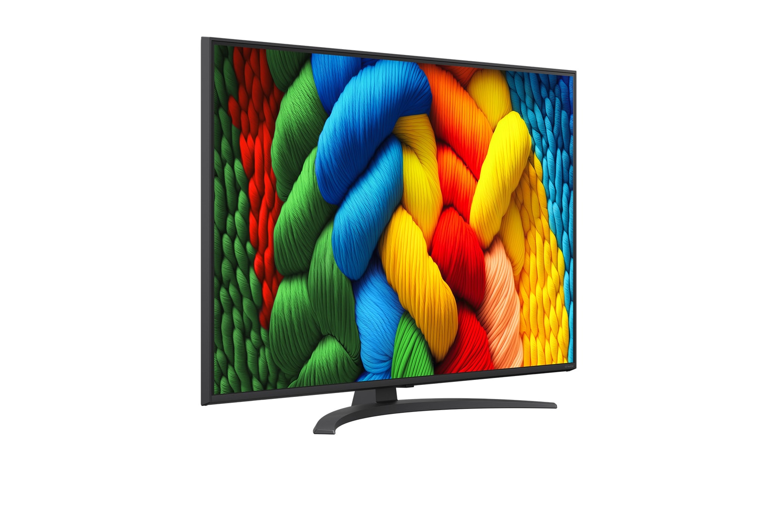 Naar links gericht zijaanzicht van de LG NanoCell NANO80 TV.