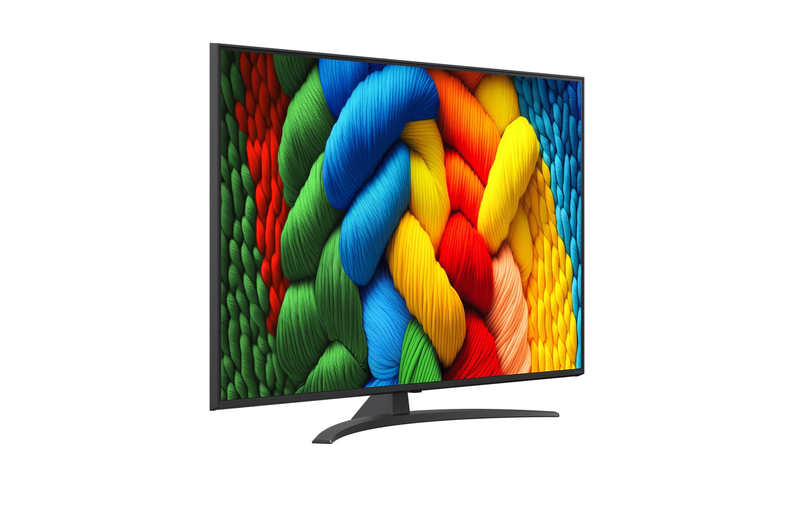Naar links gericht zijaanzicht van de LG NanoCell NANO80 TV.