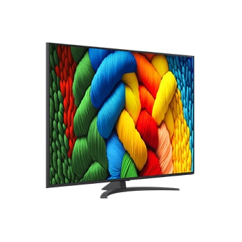 Naar links gericht zijaanzicht van de LG NanoCell NANO80 TV.
