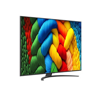 Naar links gericht zijaanzicht van de LG NanoCell NANO80 TV.