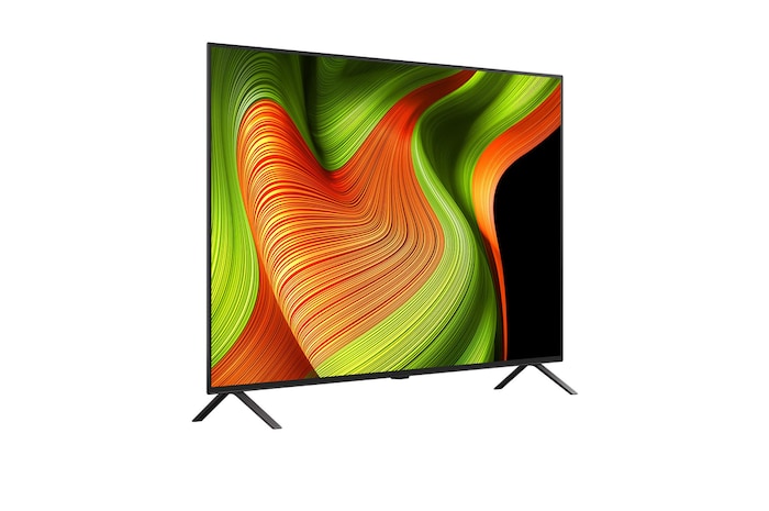 Licht schuine weergave van LG OLED AI B5 4K Smart TV.