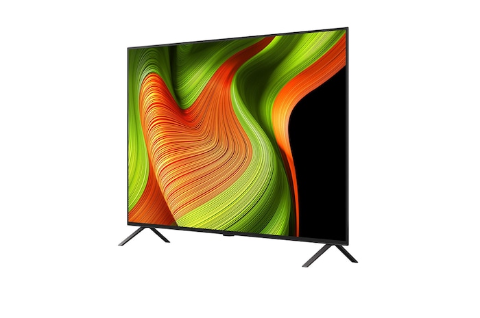Licht schuine weergave van LG OLED AI B5 4K Smart TV.