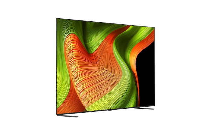 Licht schuine weergave van LG OLED AI B5 4K Smart TV.