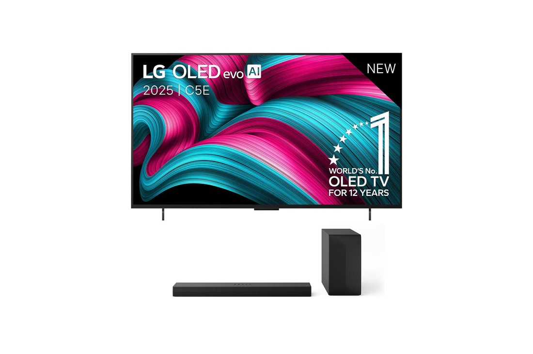 LG 42 inch LG OLED evo AI C5E 4K Smart TV 2025 & DS60T 3.1-kanaal, OLED42C5ELB.DS60T