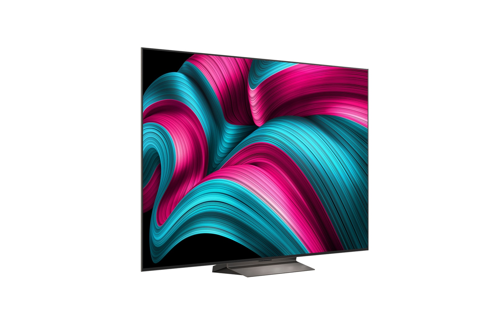Op een LG OLED TV-scherm is de webOS 25-startpagina gevuld met apps en entertainmentcontent. Bij de tv zit de LG AI Magic Remote, de AI-knop wordt gemarkeerd alsof deze door de stem van de gebruiker wordt geactiveerd. Ernaast staat een tekstballon, die overschakelt naar mijn account. De korte tekst legt uit hoe gebruikers nu hun stem kunnen synchroniseren met hun persoonlijke profiel voor eenvoudiger navigatie en gepersonaliseerde aanbevelingen.