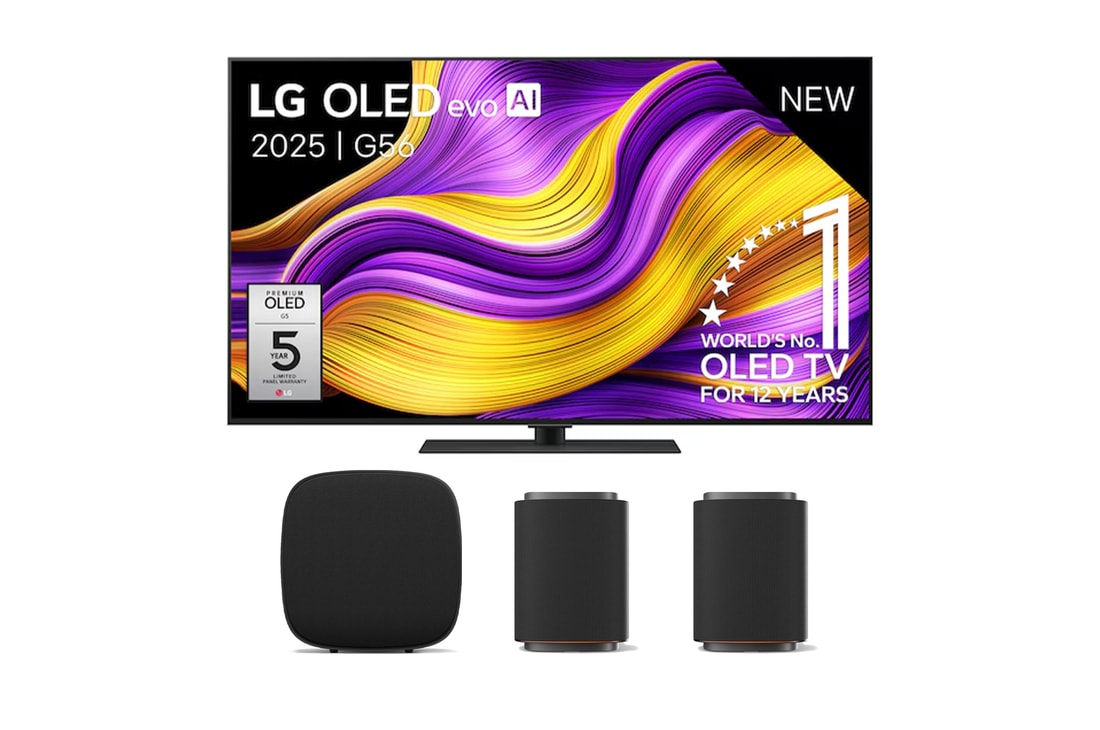LG 55 inch LG OLED evo AI G5 4K Smart TV 2025 & LG Sound Suite M7 & LG Sound Suite W7, OLED55G56LS.M7M7W7001