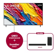 Vooraanzicht van 65 inch LG QNED82 AI 4K Smart TV 2025 & DS40T 2.1 kanaal  65QNED82A6B.DS40T