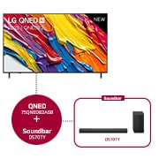 LG 75 inch LG QNED82 AI 4K Smart TV 2025 & DS70TY soundbar, 75QNED82A6B.DS70TY