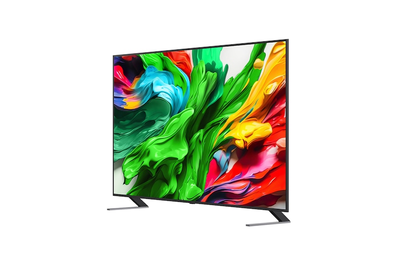 Naar links gericht zijaanzicht van de LG QNED evo QNED85 TV 