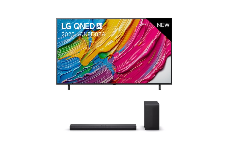 LG 65 inch LG QNED8E AI 4K Smart TV 2025 & DS70TY 3.1.1-kanaals, 65QNED8EA6B.DS70TY