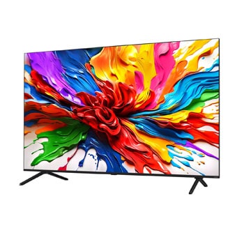 Naar links gericht zijaanzicht van de LG QNED evo QNED92 TV.