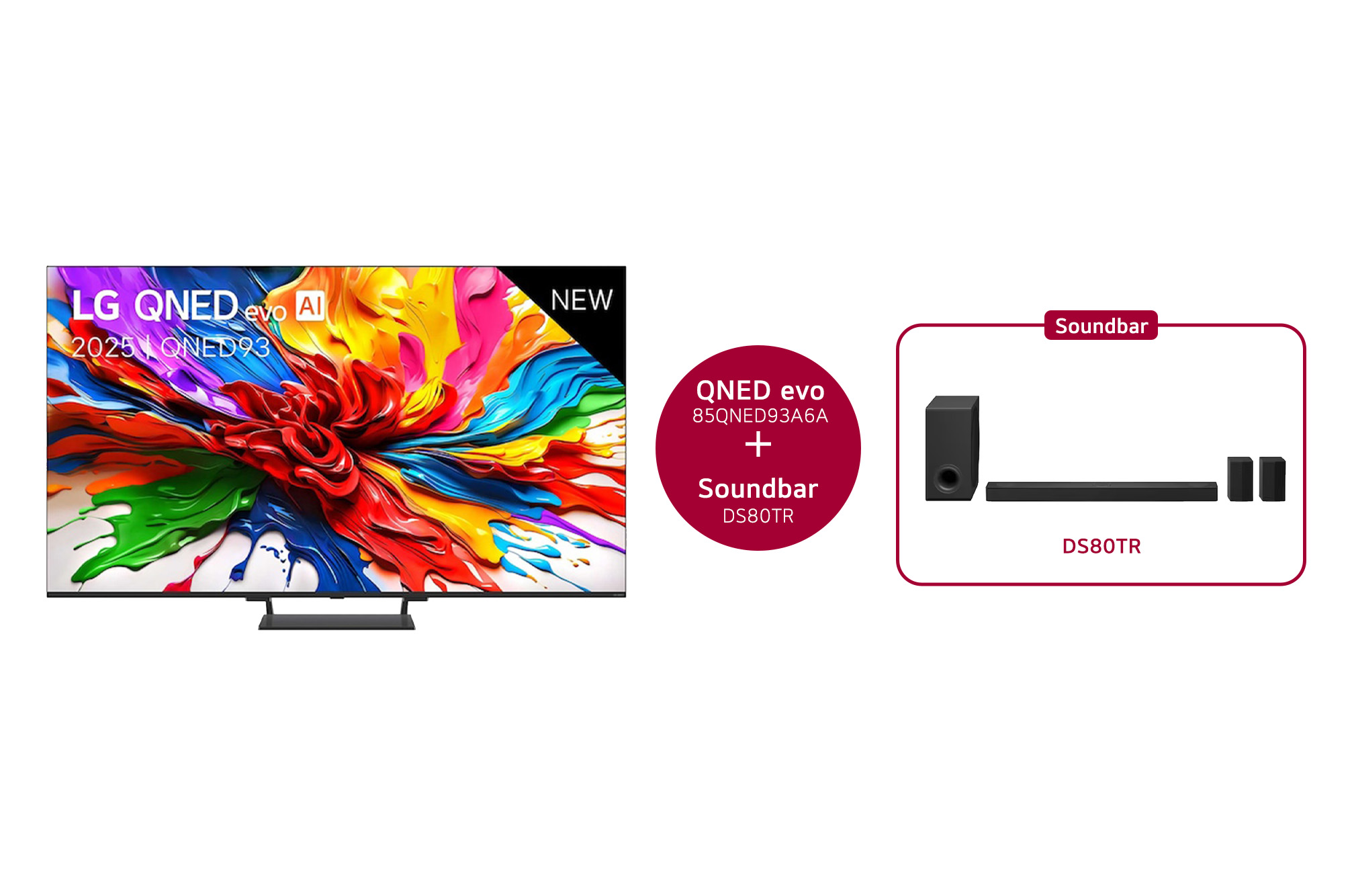 LG 85 inch LG QNED evo AI QNED93 MiniLED 4k Smart TV 2025 & DS80TR 5.1.3-kanaals, 85QNED93A6A.DS80TR