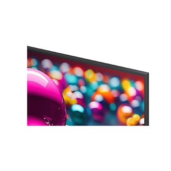 Before and after comparison of how LG 4K Super Upscaling improves image quality. Two panels showing the same image of a colorful bird sitting on a branch in a forest, panel on the right is faded out. The title talks about how 4K Super Upscaling enhances resolution, brightness and clarity. 