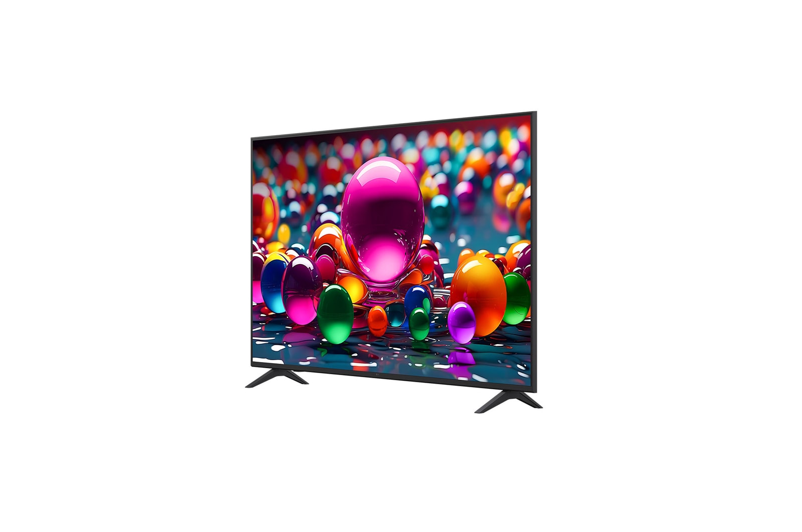 Left-facing side view of LG UHD UA75 TV.