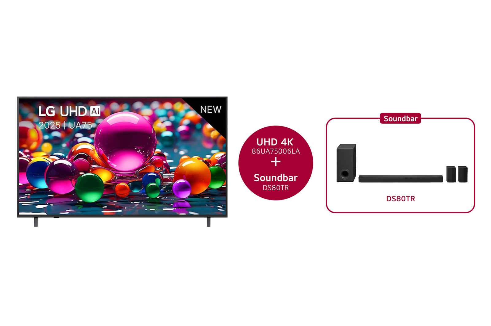 LG 86 inch LG UHD AI UA75 4K Smart TV 2025 & DS80TR 5.1.3-kanaals , 86UA75006LA.DS80TR