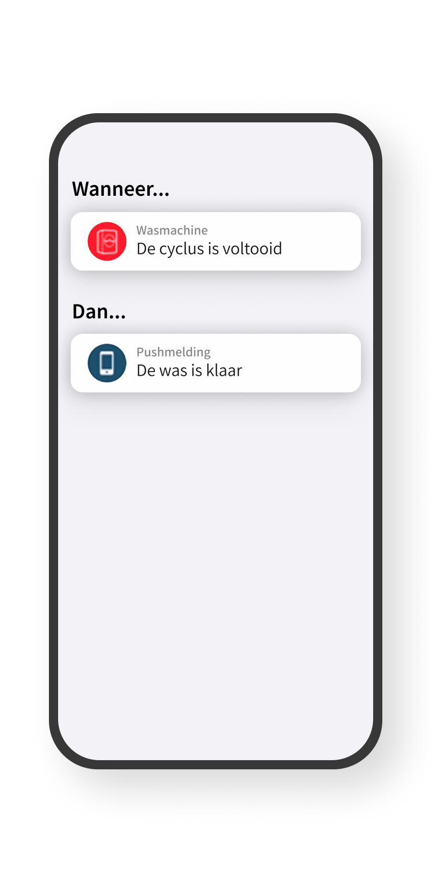 Een scherm voor het instellen van automatisering in de app