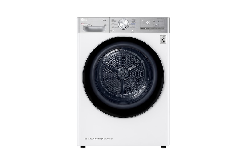 Voorkant van 9kg Droger RH90V9AV2QR Wit | 6 Motion DD | ThinQ | Auto Cleaning Condenser - RH90V9AV2QR