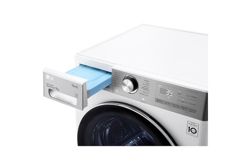 LG 9kg Warmtepompdroger Wit | 6 Motion DD | ThinQ | Auto Cleaning Condenser, RH90V9AV2QR