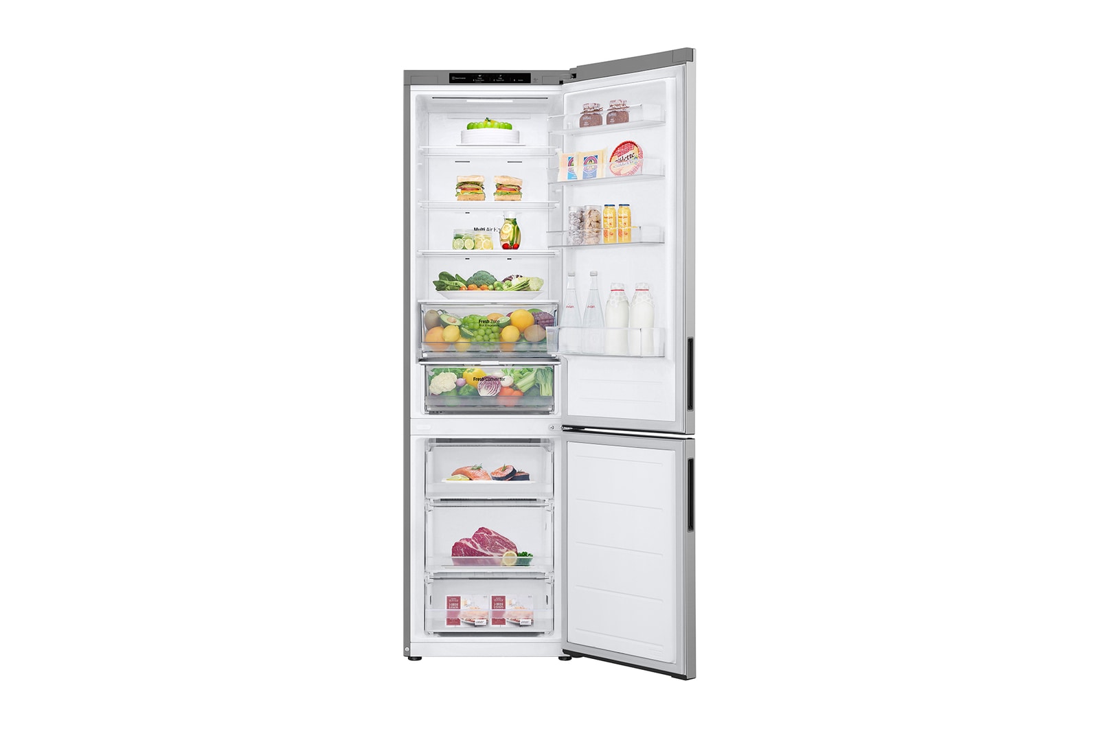 LG 387L Koelkast en vriezer GBV22NCCPY Silver | DoorCooling<sup>+</sup>™ | FRESHConverter™ | Smart Inverter Compressor™ | LG NL, GBV22NCCPY