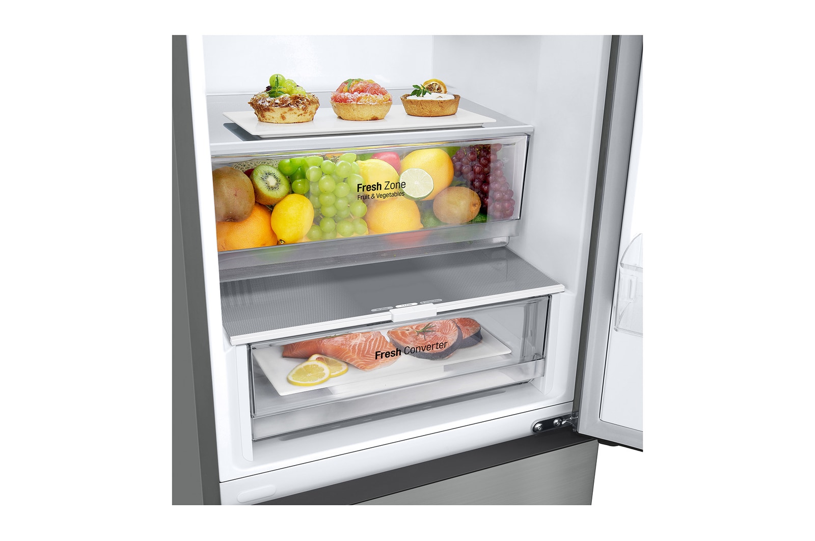 LG 387L Koelkast en vriezer GBV22NCCPY Silver | DoorCooling<sup>+</sup>™ | FRESHConverter™ | Smart Inverter Compressor™ | LG NL, GBV22NCCPY