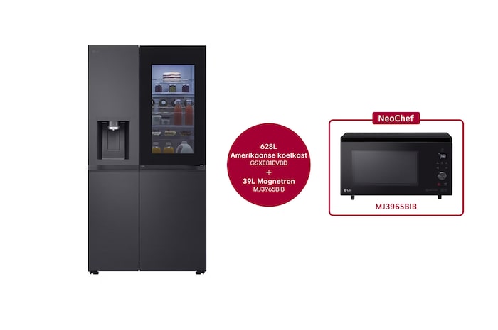 LG 628L Amerikaanse koelkast GSXE81EVBD + 39L Smart Inverter Magnetron MJ3965BIB, GSXE81EVBD.MJ3BIB