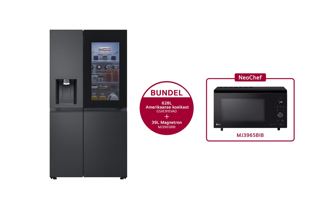 LG 628L Amerikaanse koelkast GSXE91EVAD + 39L Smart Inverter Magnetron MJ3965BIB, GSXE91EVAD.MJ3BIB
