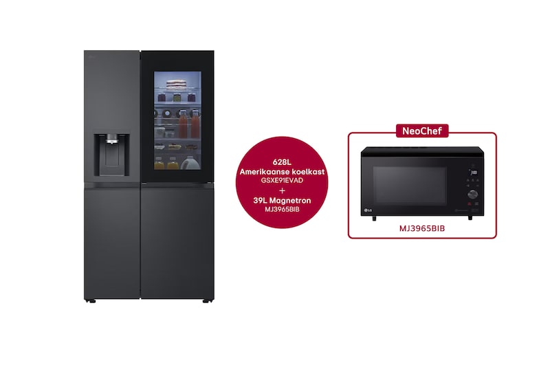 LG 628L Amerikaanse koelkast GSXE91EVAD + 39L Smart Inverter Magnetron MJ3965BIB, GSXE91EVAD.MJ3BIB