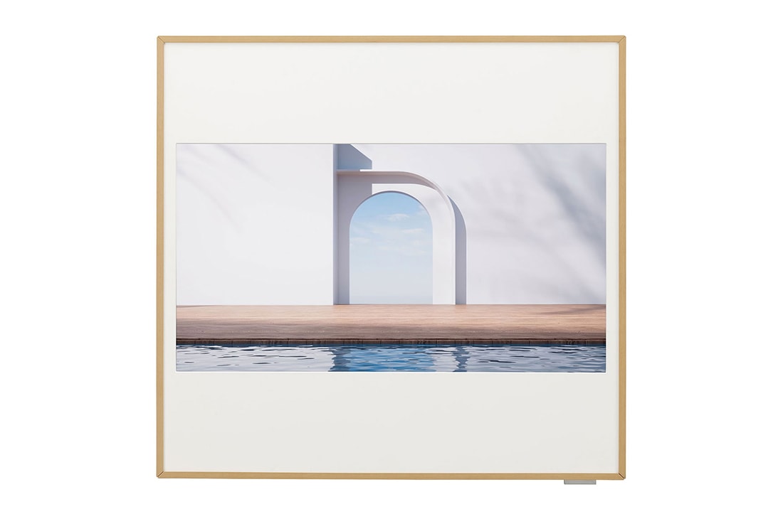 Vooraanzicht van 2.5kW, ARTCOOL Gallery Premium, Dual Inverter HeatPump, Personaliseerbare airconditioner met LCD frame, luchtfiltratie en verwarming A09GA2.NSE.