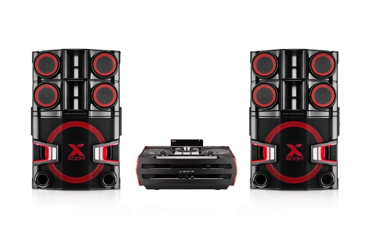 Vooraanzicht van LG XBOOM CM9940 DJ Pro | Smart DJ | RMS 3200W | PMPO 35.000W | DJ Draaitafel | LED Lighting | Dual USB | Portable In | Draadloos Audio Streamen via NFC of Bluetooth™ CM9940