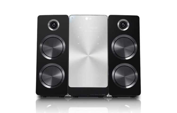 Vooraanzicht van Micro CD System met 160W vermogen, Touch Panel, Simplink HDMI, iPhone Playback, USB Direct Recording FA166