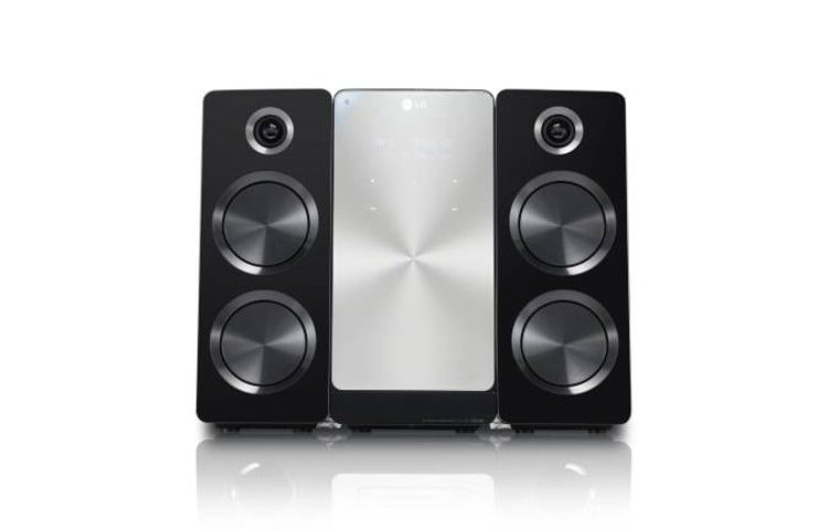 Vooraanzicht van Micro DVD System met 160W vermogen, Touch Panel, Simplink HDMI, iPhone Playback en USB Direct Recording. FB166
