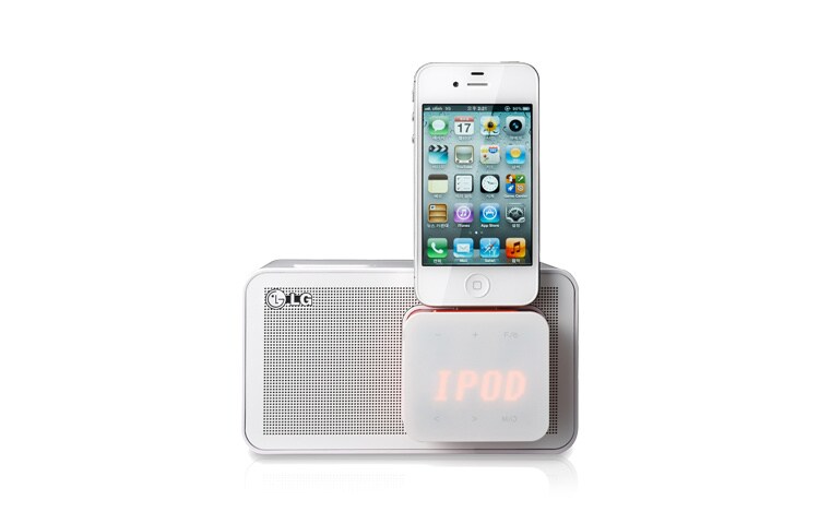 Vooraanzicht van iPod Docking Station | 5W | FM Radio | Alarm clock | De kleine en compacte docking speaker is ideaal om in een handomdraai je eigen muziek af te spelen. ND1520