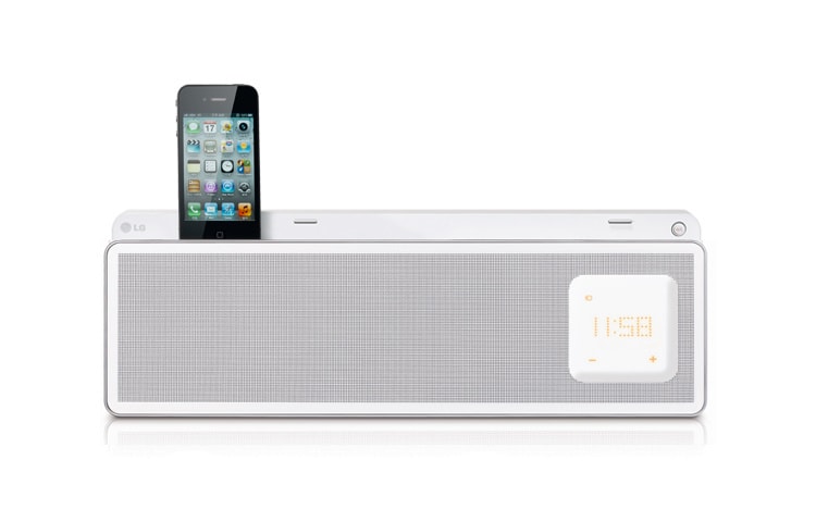 Vooraanzicht van iPhone &amp; Android Docking Station | 30 W | Smart square touch display | Bluetooth &amp; inclusief afstandsbediening ND5520
