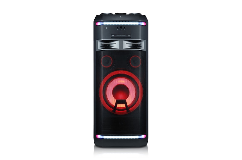 Vooraanzicht van 1800 Watt portable party speaker | Meerkleurige feestverlichting | Party Accelerator-controller | Karaoke OK99