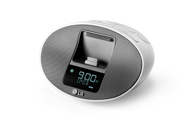 LG IPhone(4)/iPod mini docking station met 3W vermogen, Front Punching Metal Design, Portable in en Radio-/Alarm-/Klokfunctie., PA36