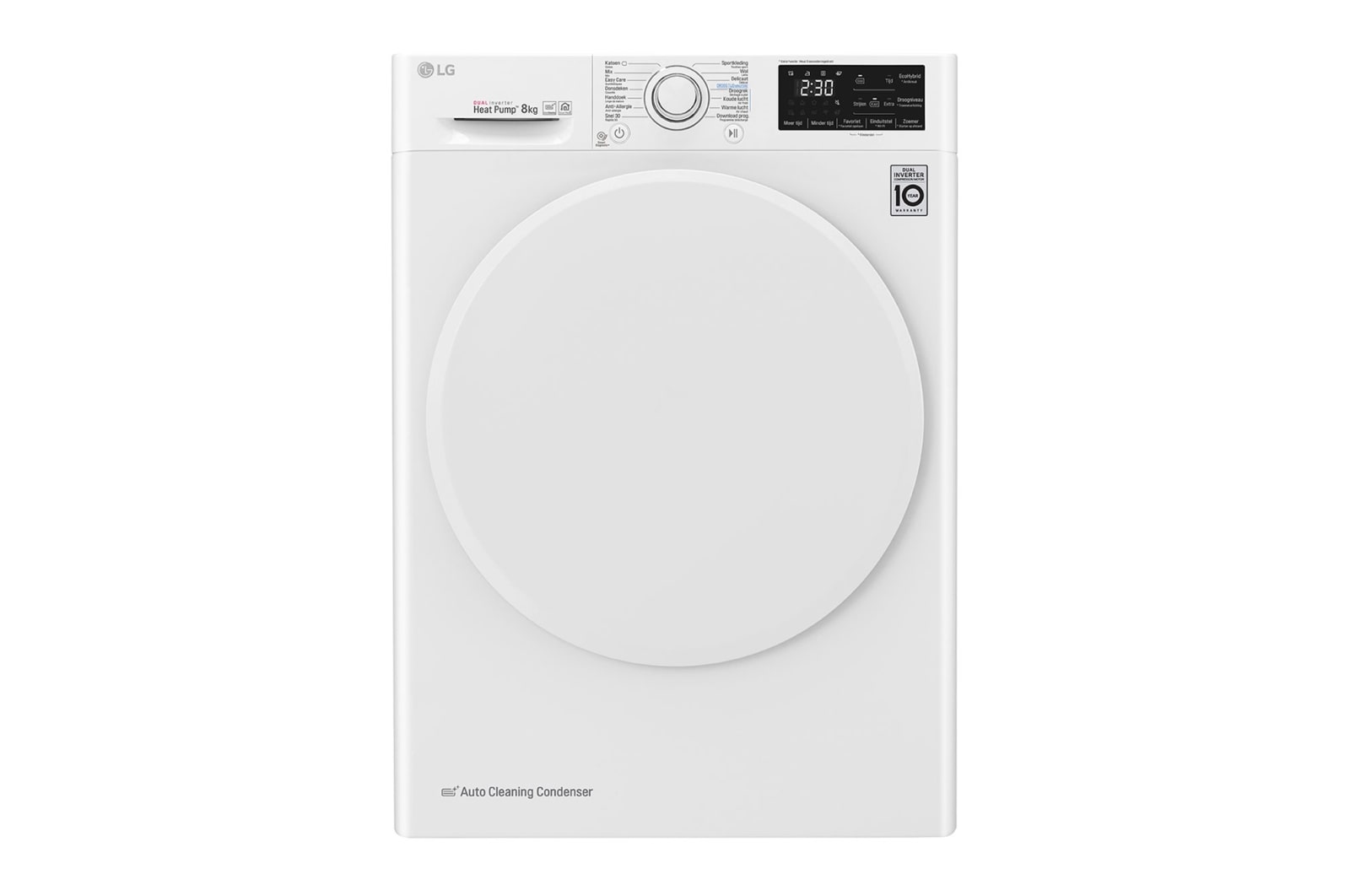 Vooraanzicht van Supersnel of superzuinig | Dual Inverter Heat Pump™ | A+++ | 8 kg | Auto Cleaning Condensor | ThinQ™ RC80U2AV0Q