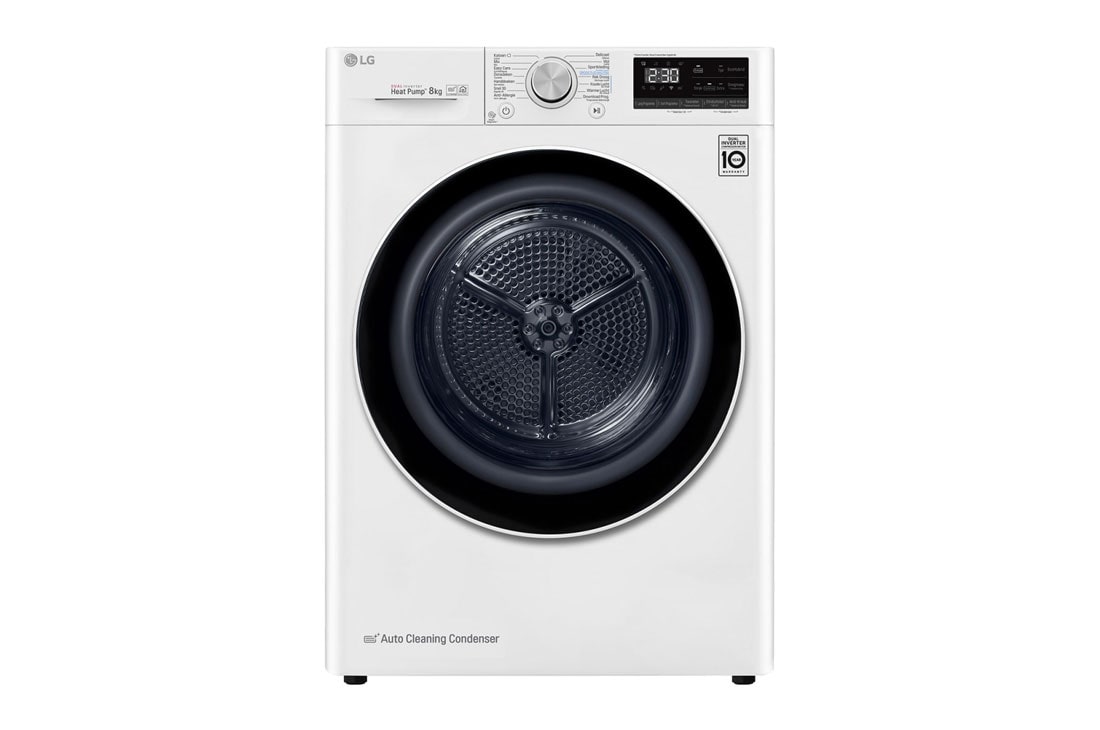 Voorkant van 8kg DUAL Inverter Warmtepomp Droger Wit | Auto Cleaning Condenser | Allergy Care™ - RH80V9AV4N