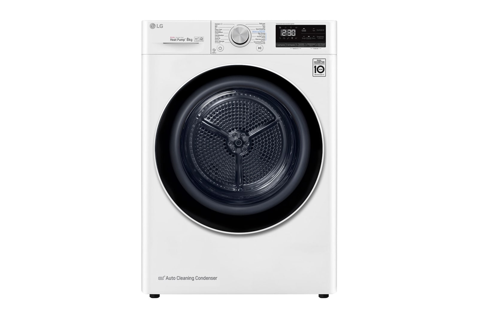 Vooraanzicht van Supersnel of superzuinig | Dual Inverter Heat Pump™ | A&#43;&#43;&#43; | 8 kg | Auto Cleaning Condensor | ThinQ™ RC80V9AV4Q