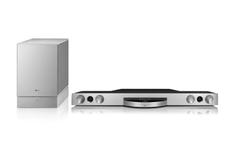 Vooraanzicht van 3D Blu-ray Soundbar | LG Smart TV | Smart Share | Wi-Fi built-in | LG Remote | External HDD playback | 430W speaker | HDMI | DivX | Full HD Upscaling voor DVD&#39;s BB5521A