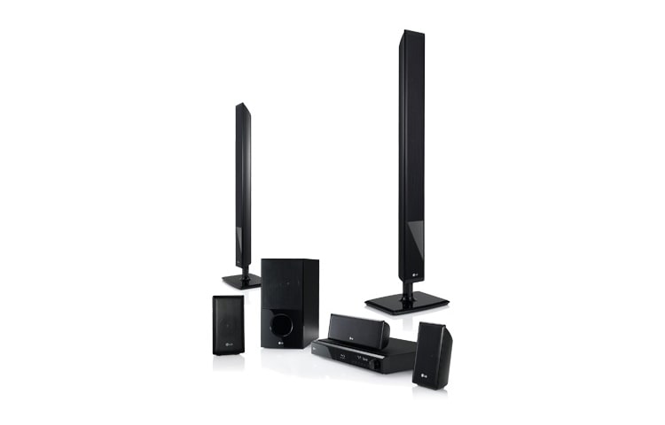 Vooraanzicht van 5.1 Blu-Ray Home Theater systeem met Quickstart, DLNA en USB 2.0 HB905PA