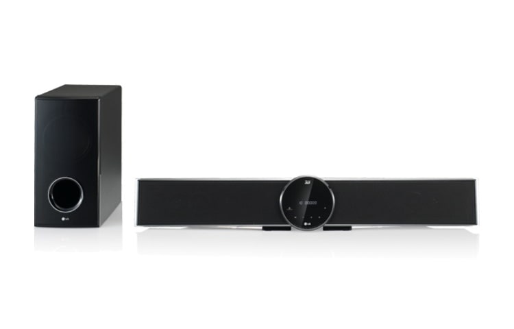 Vooraanzicht van 4.1 3D Wireless Blu-Ray Home Theater systeem met Quickstart, DLNA en USB 2.0 HLX55W