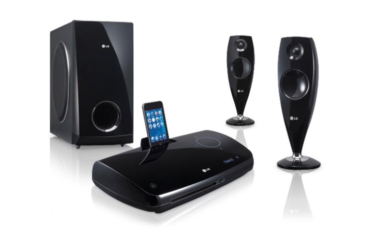 LG 2.1 DVD thuisbioscoop systeem met iPod-dock, HT33S