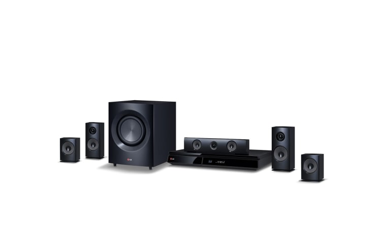 Vooraanzicht van 5.1ch Smart 3D Blu-ray home cinema system | 1200W | LG Smart | Wif-Fi built-in | Smart Share | DLNA | DIVX HD HX553