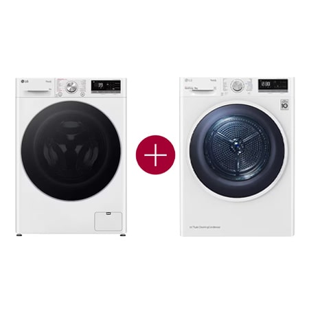 9kg Wasmachine Wit + 9kg Warmtepomp Droger Wit - GC3R709S1.RH5AV6N